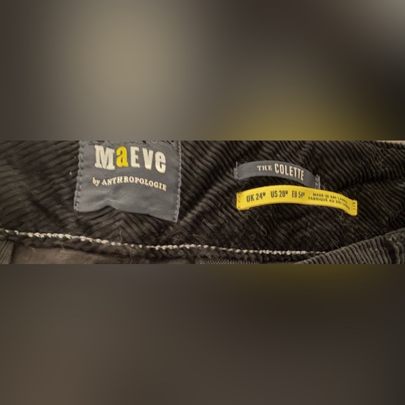 Maeve by Anthropologie Corduroy Crop Wide-leg Colette Pants Black Sz 20W - Picture 10 of 11